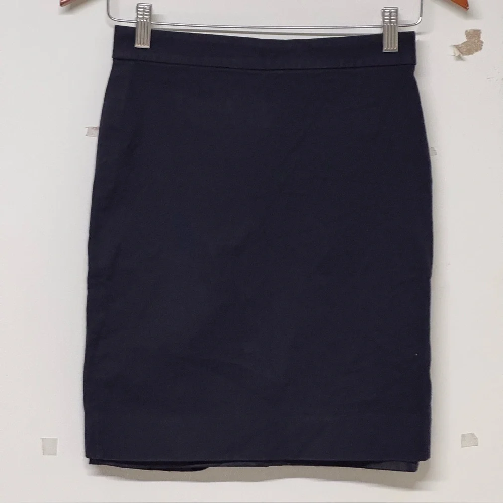 J. Crew No. 2 Pencil Skirt Navy Blue Office Work 00 Petite